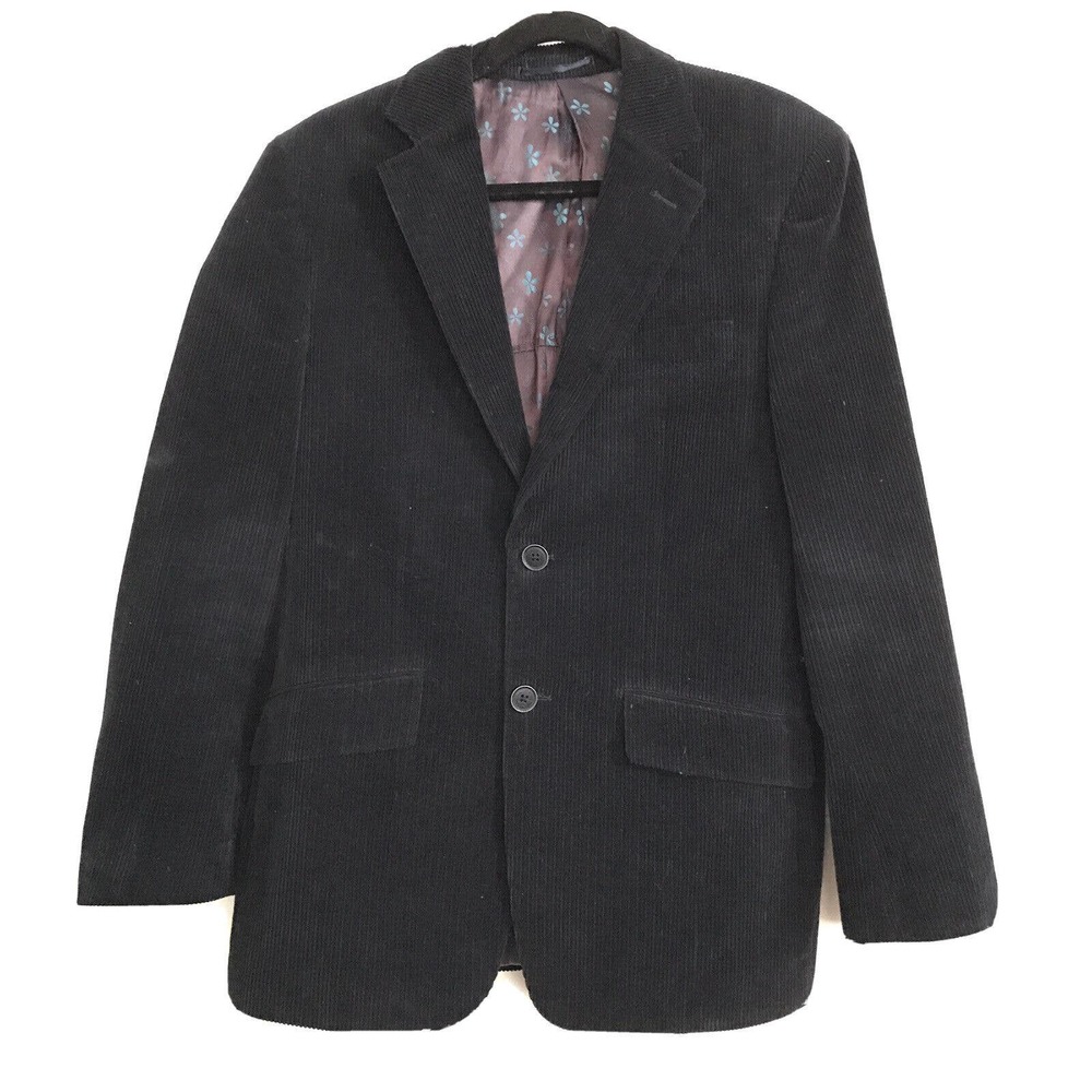 MARTIN GORDON Mens Blazer Navy Blue Corduroy 2 Button Sport Coat Sz Medium